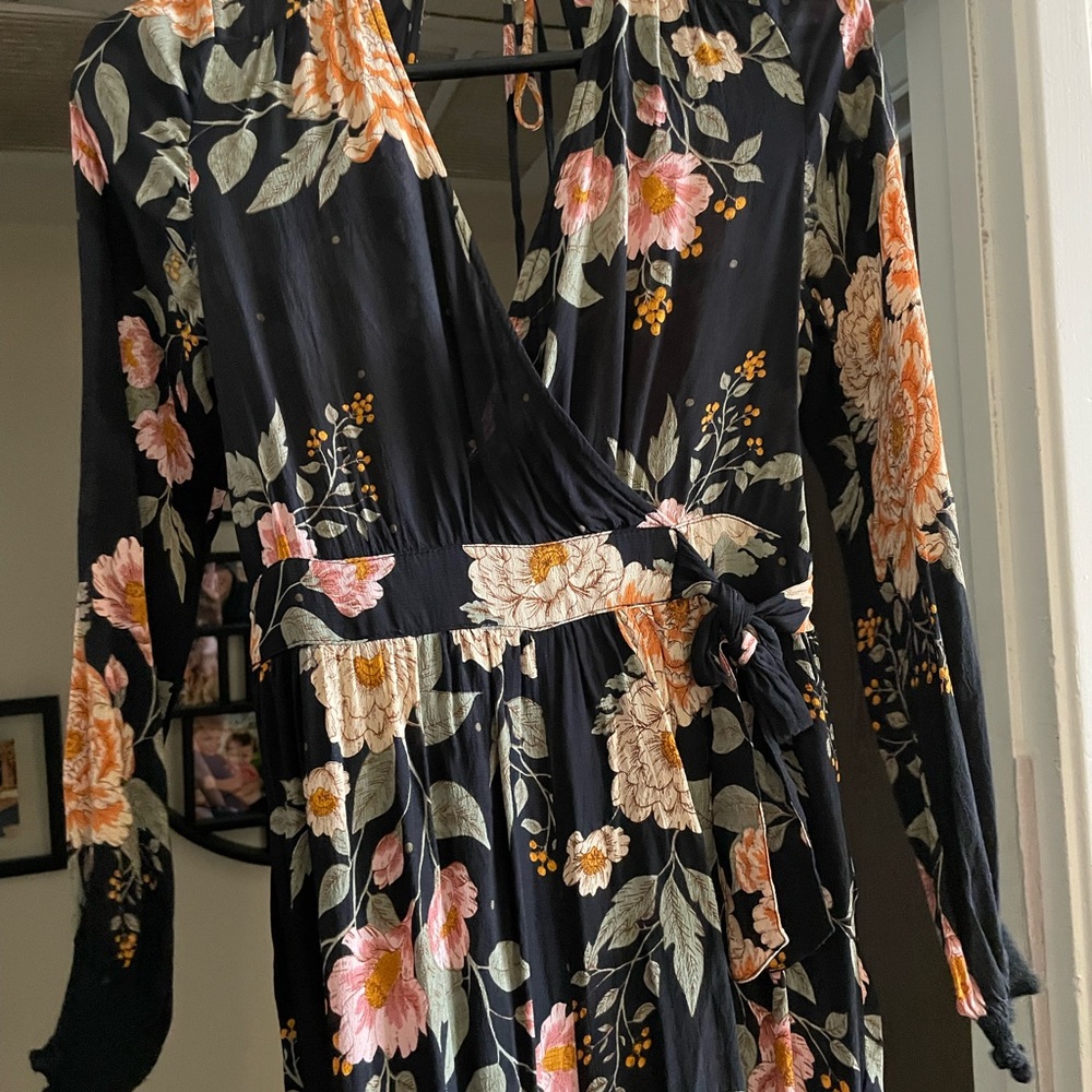 Black and floral long sleeve and pants jumper